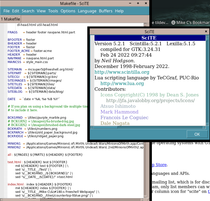 SciTE running on Linux